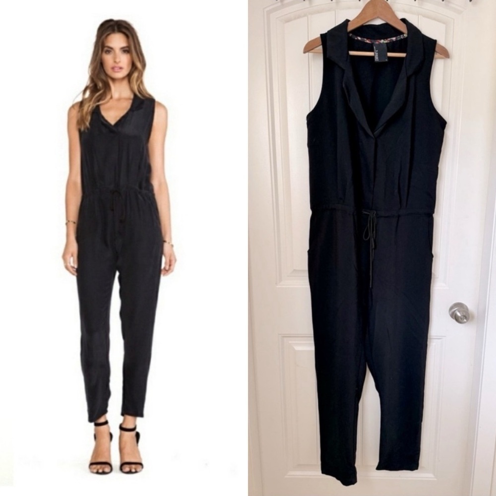 Anthropologie Dolan Black Sleeveless Jumpsuit w Drawstring Waist and Pockets. L
